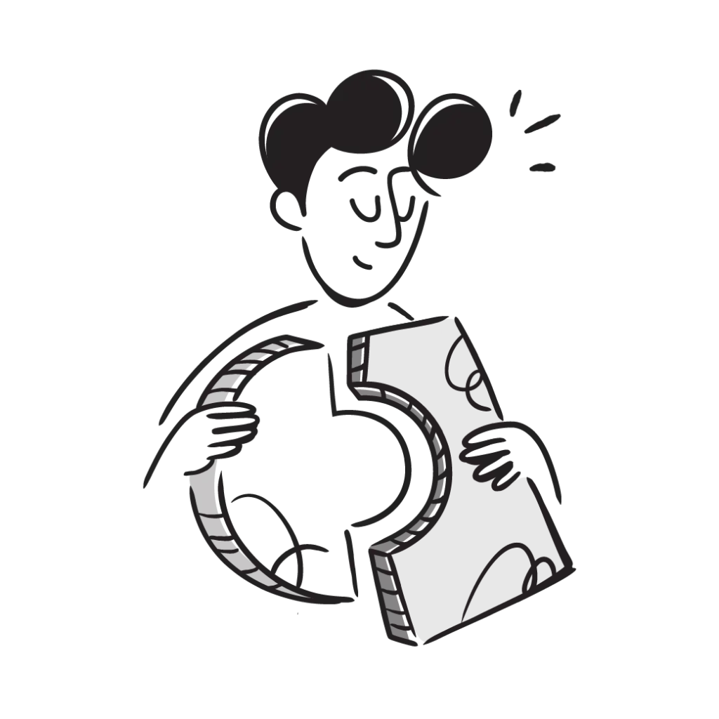 Illustration eines Mannes, der Puzzelteile zusammenfügt.