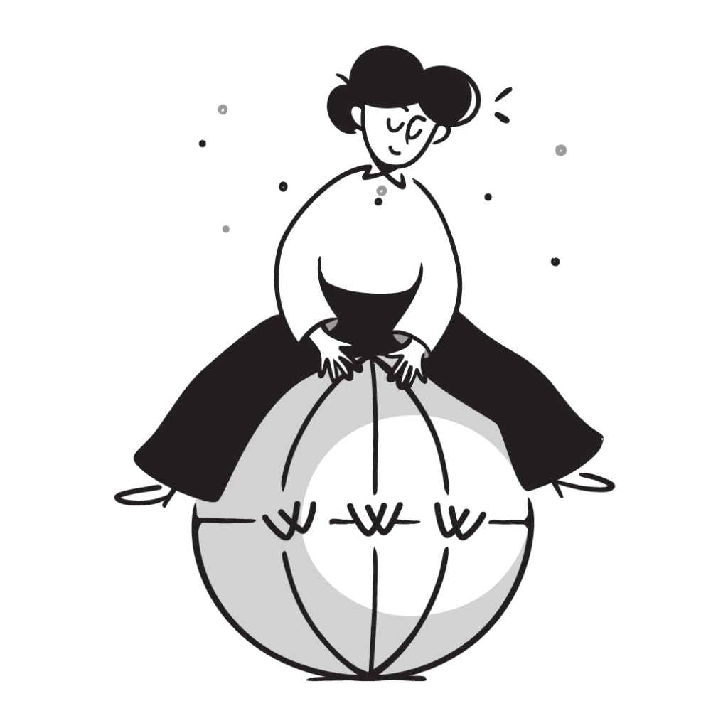 Illustration Person auf World-Wide-Web-Kugel