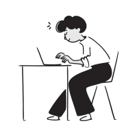 447.Productive Illustration einer Frau, die am Laptop arbeitet.